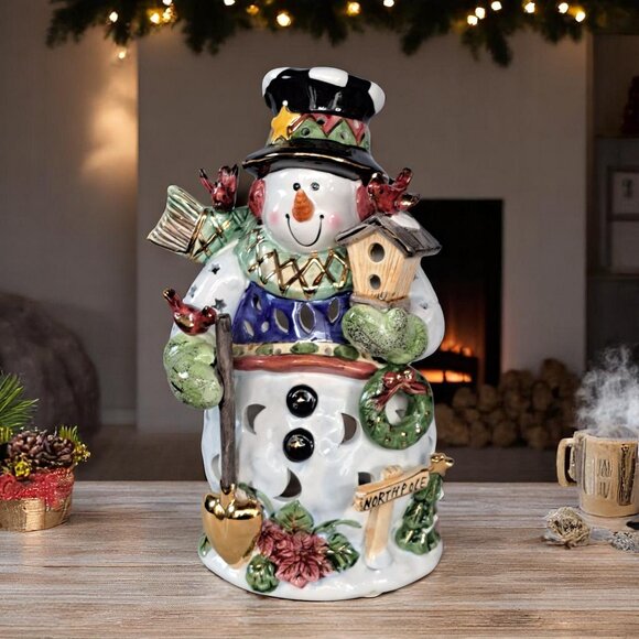 Vintage 10.75" K-Mart Snowman Christmas Tea Light Holder Excel. Used Condition - Picture 1 of 13